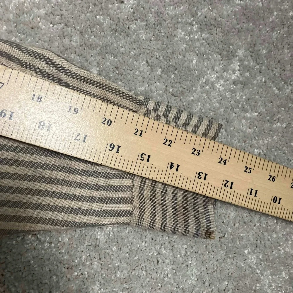 Vintage 70s Big Donlin Mens Striped Work Shirt Long Sleeve Grey Tan 16-16.5 L - Picture 16 of 16